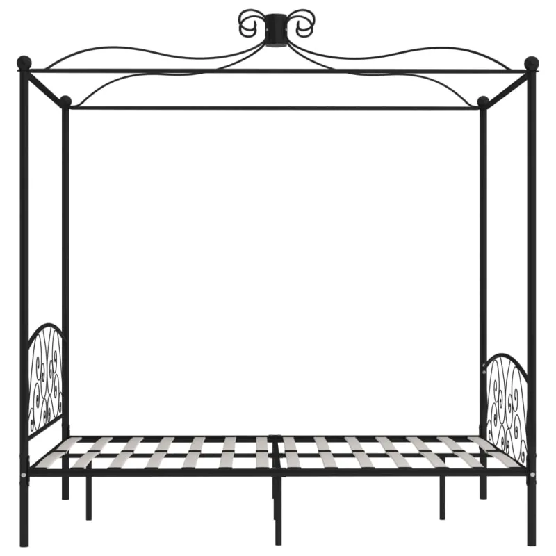 Lovos rėmas su baldakimu, juodos spalvos, 120x200cm, metalas