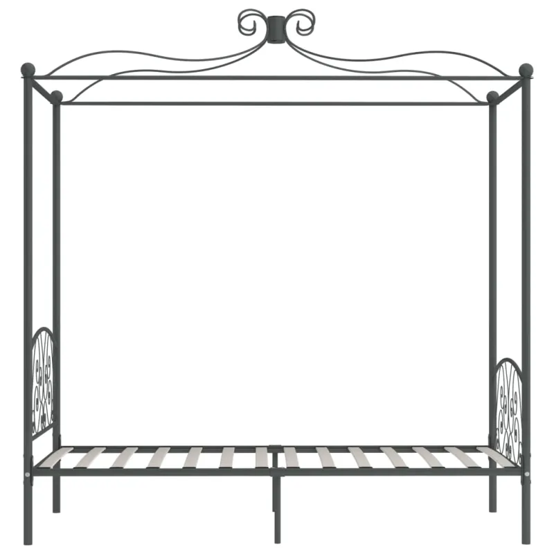 Lovos rėmas su baldakimu, pilkos spalvos, 90x200cm, metalas
