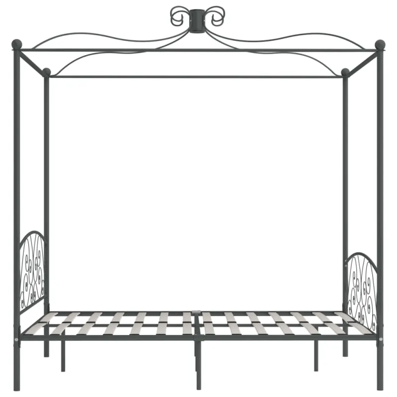 Lovos rėmas su baldakimu, pilkos spalvos, 120x200cm, metalas