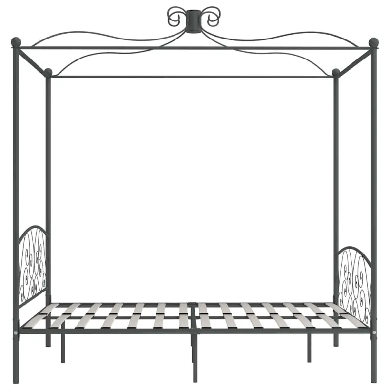 Lovos rėmas su baldakimu, pilkos spalvos, 180x200cm, metalas