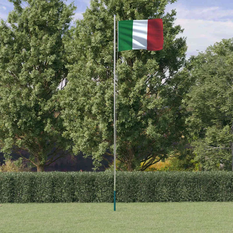 Italijos vėliava su stiebu, aliuminis, 6,08m
