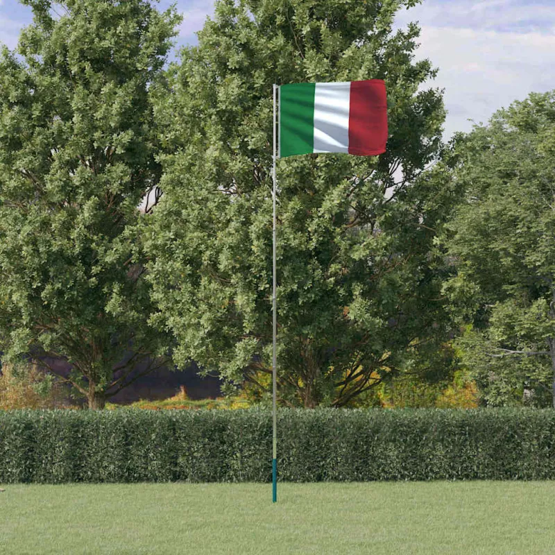 Italijos vėliava su stiebu, aliuminis, 5,5m