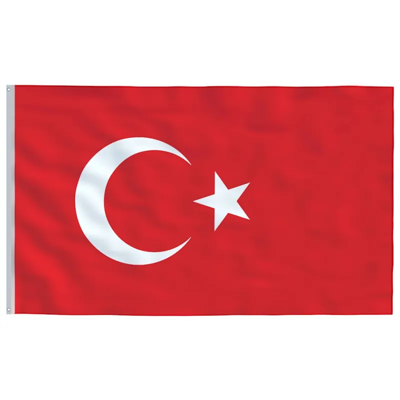 Turkijos vėliava su stiebu, aliuminis, 5,5m