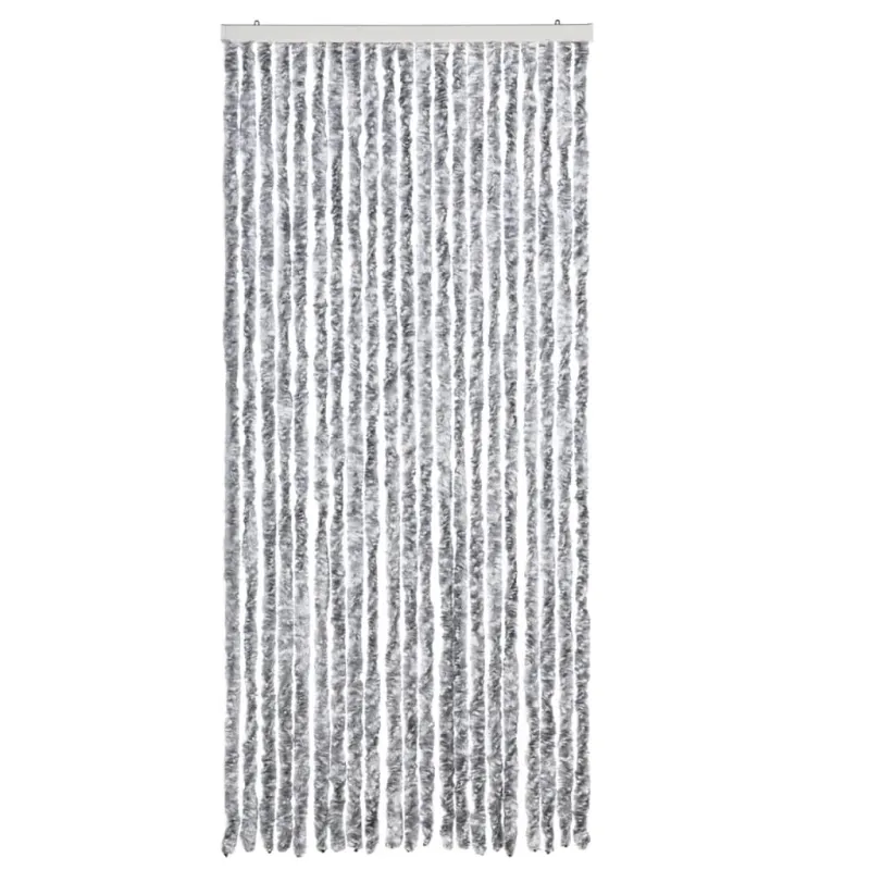 Užuolaida nuo vabzdžių, balta ir pilka, 90x200cm, šenilis