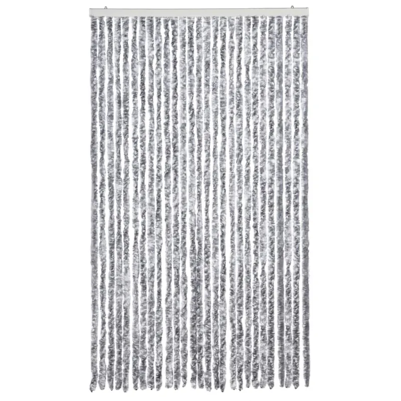 Užuolaida nuo vabzdžių, balta ir pilka, 118x220cm, šenilis