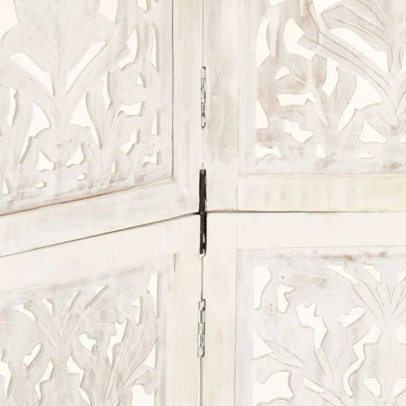 Kambario pertvara, 5 dalių, balta, 200x165cm, mango masyvas