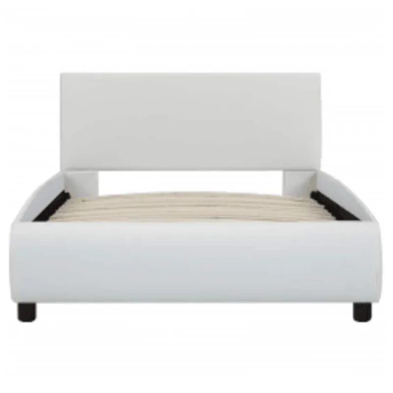 Lovos rėmas su LED, baltos spalvos, 90x200cm, dirbtinė oda