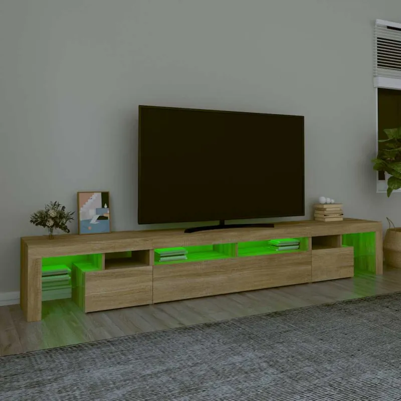 Televizoriaus spintelė su LED apšvietimu, ąžuolo, 260x36,5x40cm