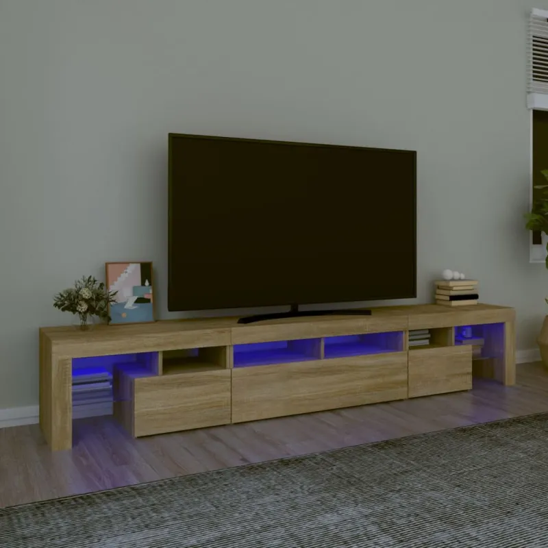 Televizoriaus spintelė su LED apšvietimu, ąžuolo, 230x36,5x40cm