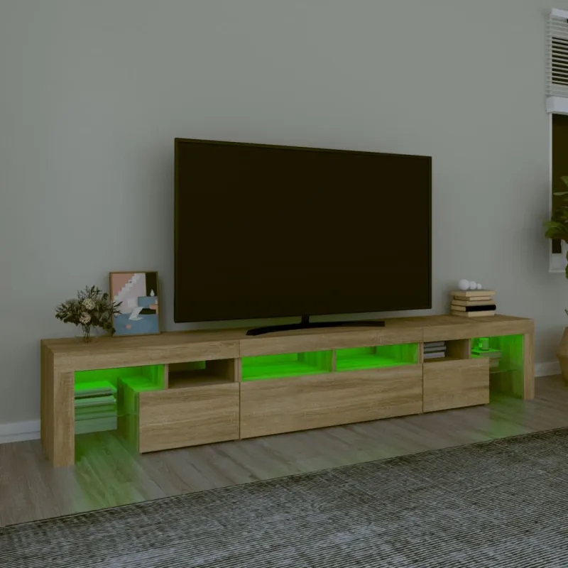 Televizoriaus spintelė su LED apšvietimu, ąžuolo, 230x36,5x40cm