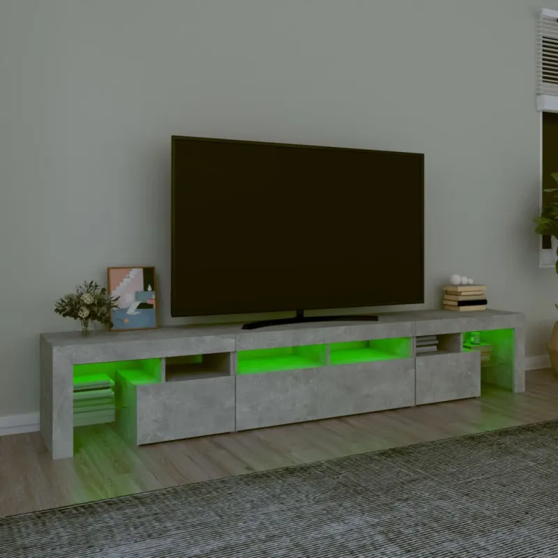 TV spintelė su LED apšvietimu, betono pilka, 230x36,5x40cm