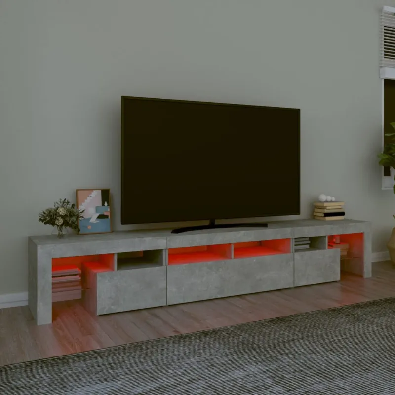 TV spintelė su LED apšvietimu, betono pilka, 230x36,5x40cm