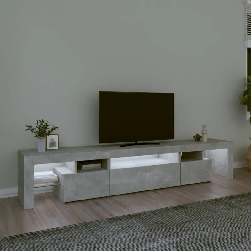 TV spintelė su LED apšvietimu, betono pilka, 215x36,5x40cm