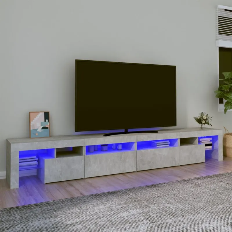 TV spintelė su LED apšvietimu, betono pilka, 260x36,5x40cm