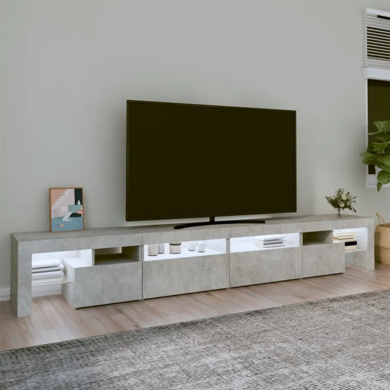 TV spintelė su LED apšvietimu, betono pilka, 260x36,5x40cm