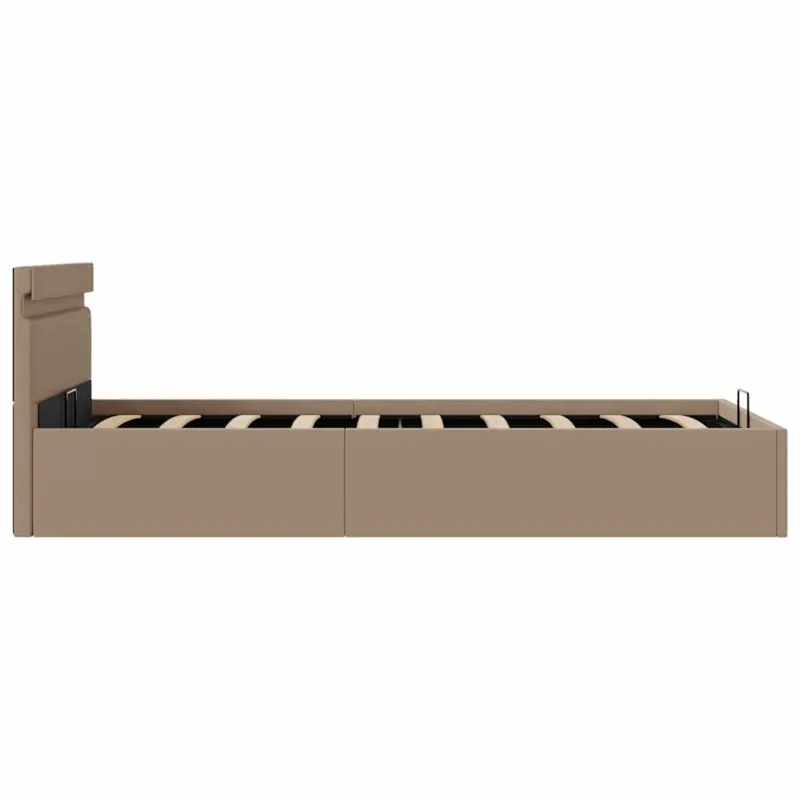 Lovos rėmas su LED/daiktadėže, rudas, 100x200cm, dirbtinė oda