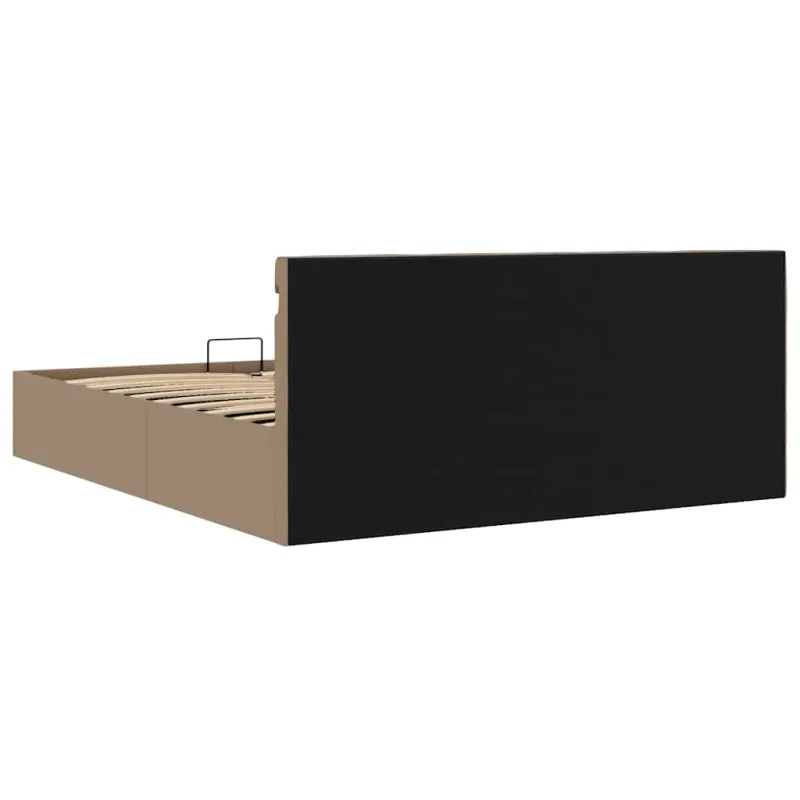 Lovos rėmas su LED/daiktadėže, rudas, 180x200cm, dirbtinė oda