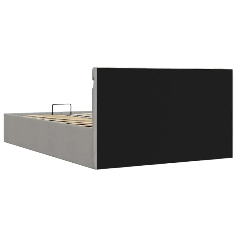 Lovos rėmas su LED ir daiktadėže, pilkas, 140x200cm, audinys