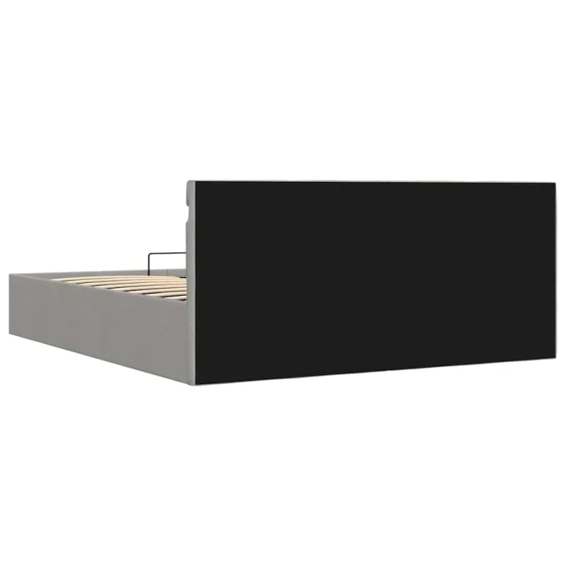 Lovos rėmas su LED ir daiktadėže, pilkas, 180x200cm, audinys