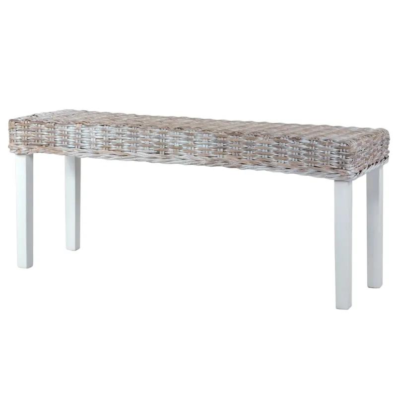 Suoliukas, baltas, 110cm, Kubu ratanas ir raudonmedžio masyvas