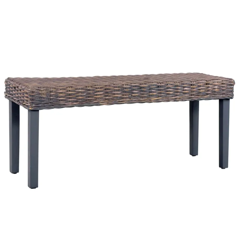 Suoliukas, pilkas, 110cm, Kubu ratanas ir raudonmedžio masyvas