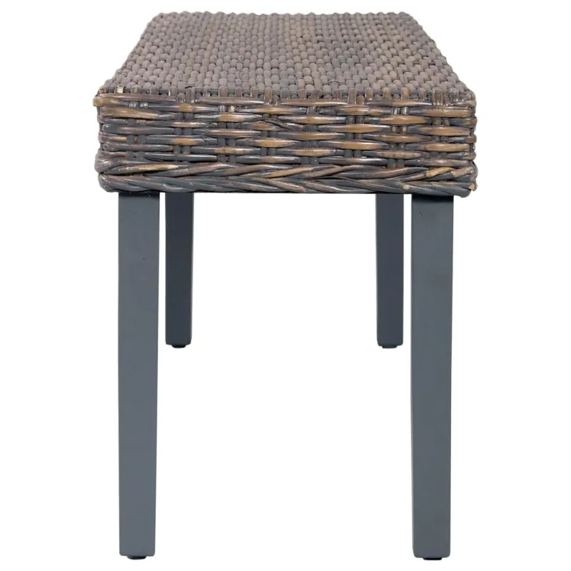 Suoliukas, pilkas, 110cm, Kubu ratanas ir raudonmedžio masyvas
