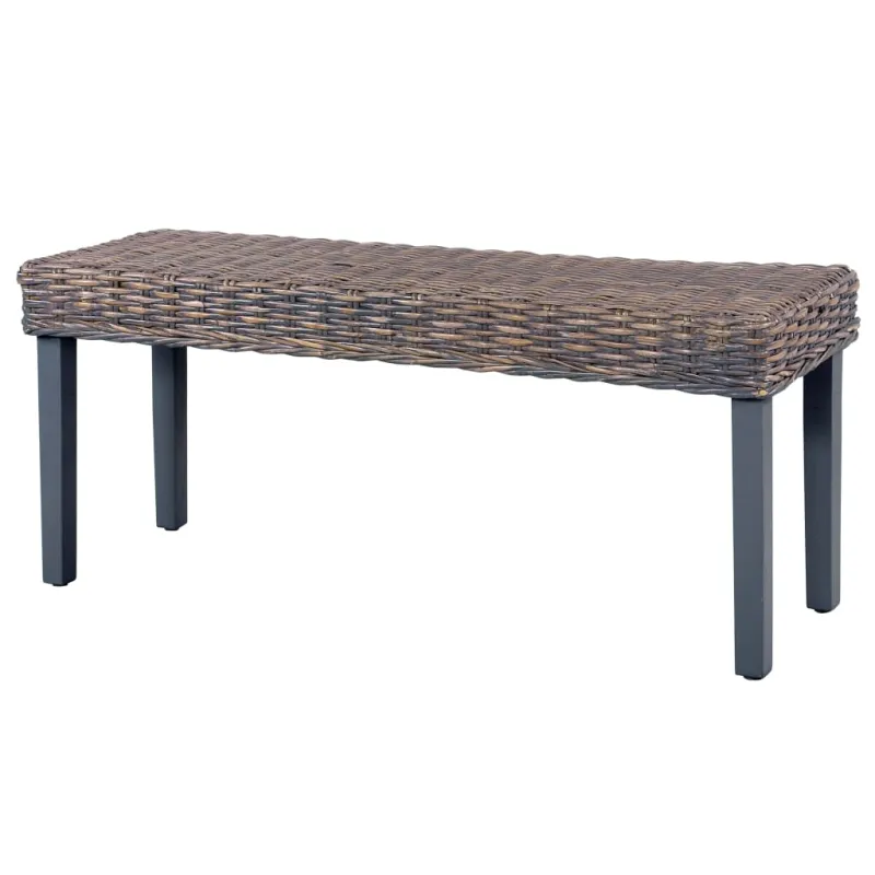 Suoliukas, pilkas, 110cm, Kubu ratanas ir raudonmedžio masyvas