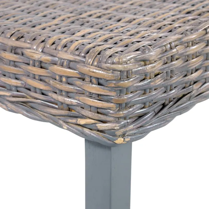 Suoliukas, pilkas, 110cm, Kubu ratanas ir raudonmedžio masyvas