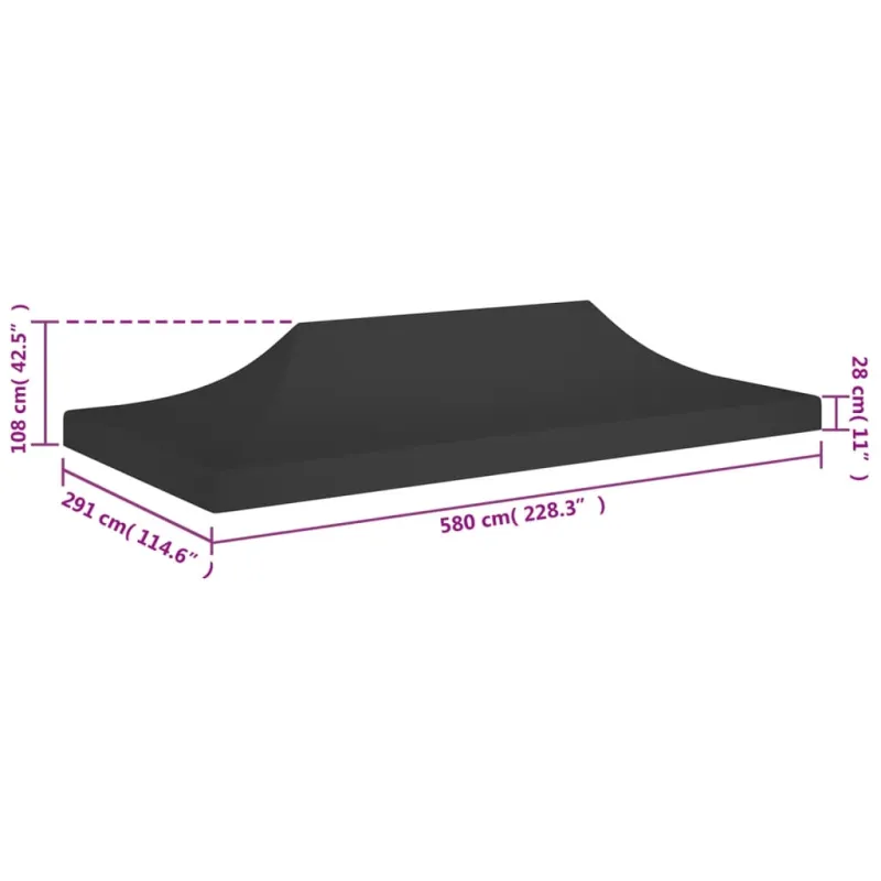 Proginės palapinės stogas, juodos spalvos, 6x3m, 270 g/m²