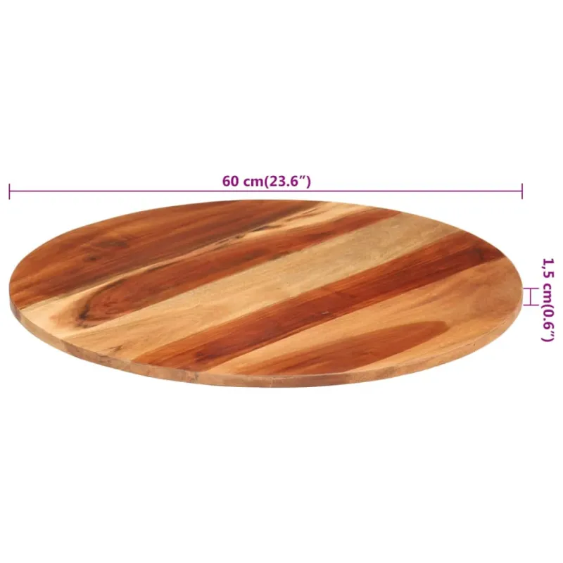 Stalviršis, 60cm, akacijos medienos masyvas, apskritas, 15–16mm