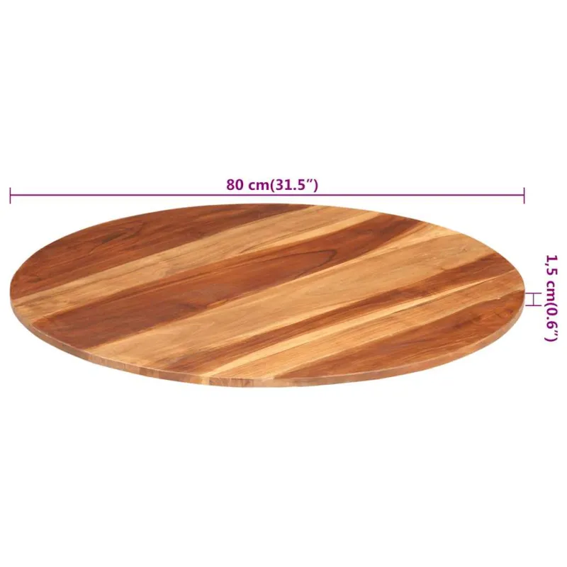 Stalviršis, 80cm, akacijos medienos masyvas, apskritas, 15–16mm