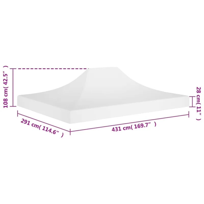 Proginės palapinės stogas, baltos spalvos, 4,5x3m, 270 g/m²