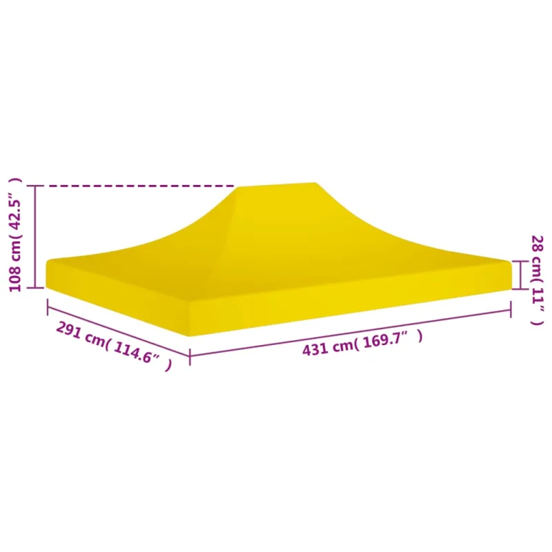 Proginės palapinės stogas, geltonos spalvos, 4,5x3m, 270 g/m²