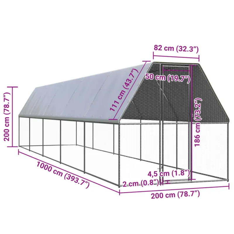 Lauko narvas viščiukams, 2x10x2m, galvanizuotas plienas
