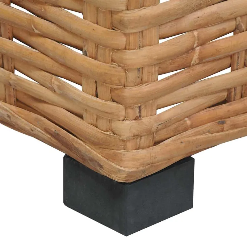 Kampinė sofa su pagalvėlėmis, natūralus ratanas
