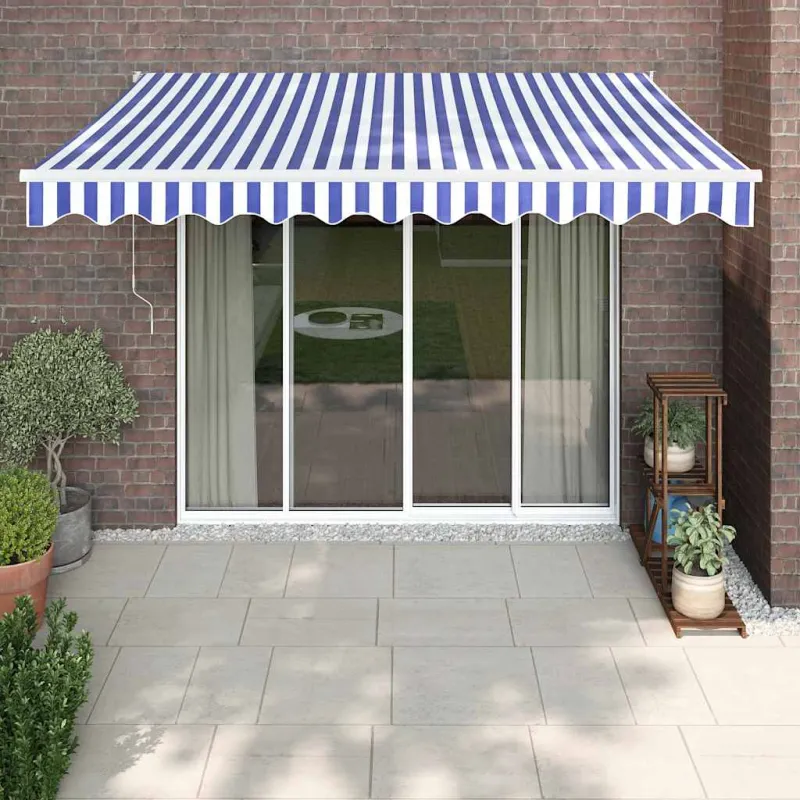 Automatinė ištraukiama markizė, mėlyna ir balta, 3,5x2,5m