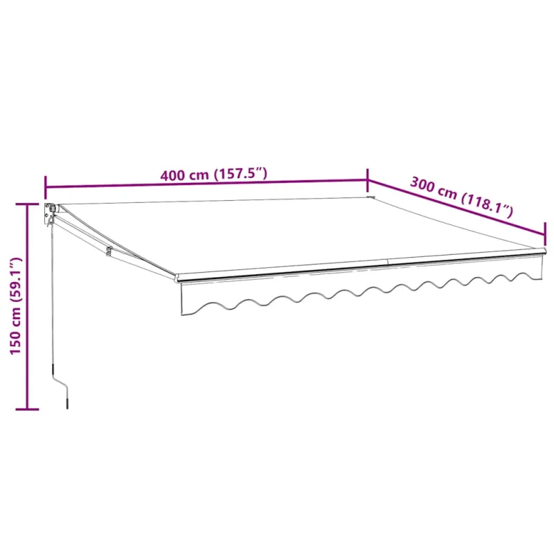 Automatinė ištraukiama markizė, antracito spalvos, 4x3m