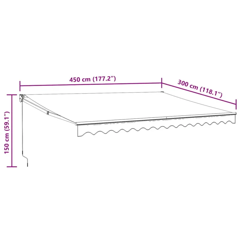 Automatinė ištraukiama markizė, antracito spalvos, 4,5x3m