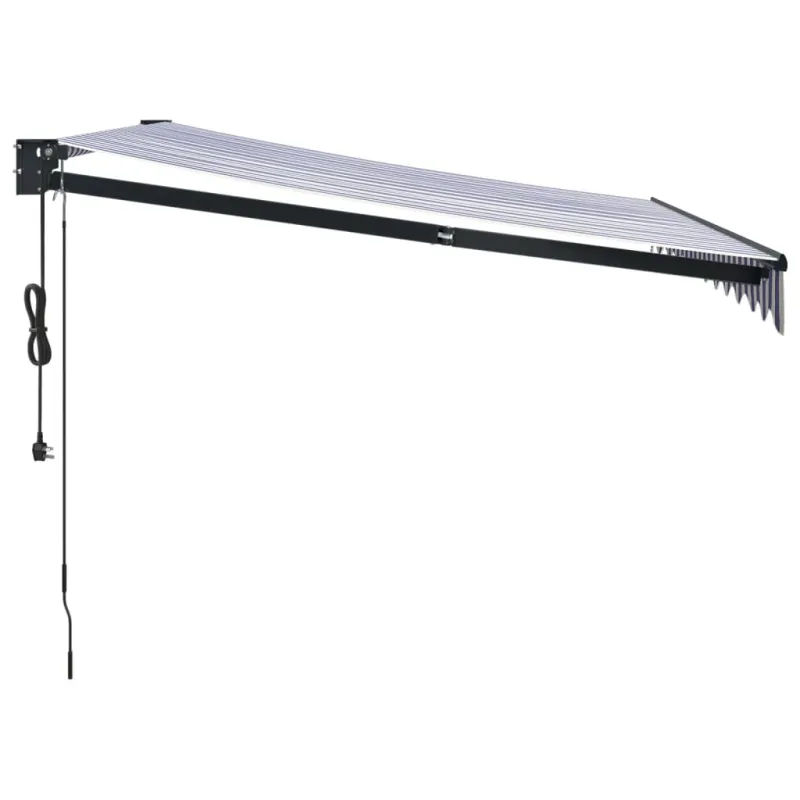 Automatinė ištraukiama markizė, mėlyna/balta, 3x2,5m