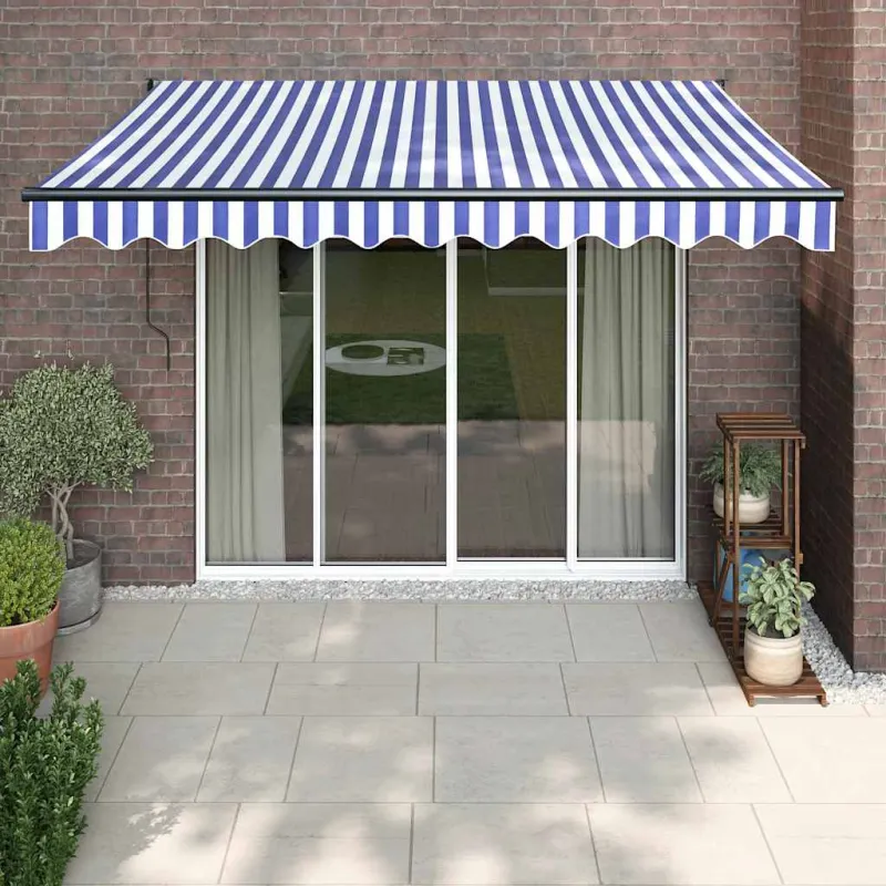 Automatinė ištraukiama markizė, mėlyna ir balta, 3,5x2,5m