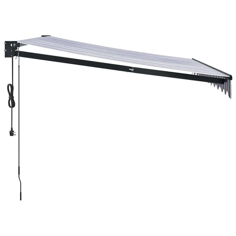 Automatinė ištraukiama markizė, mėlyna ir balta, 3,5x2,5m