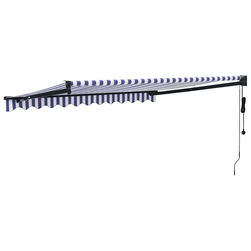 Automatinė ištraukiama markizė, mėlyna ir balta, 3,5x2,5m