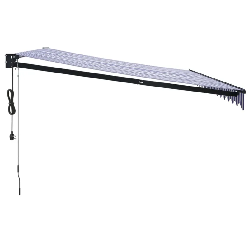 Automatinė ištraukiama markizė, mėlyna ir balta, 4,5x3m