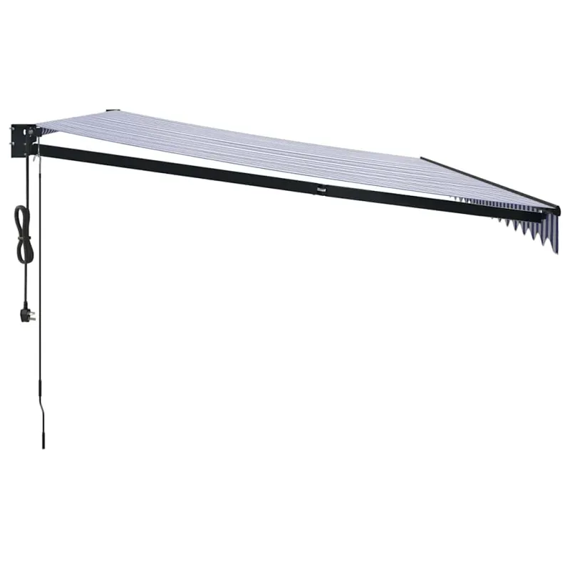 Automatinė ištraukiama markizė, mėlyna ir balta, 5x3m