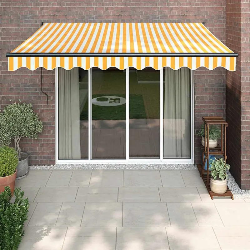 Automatinė ištraukiama markizė, geltona ir balta, 3,5x2,5m