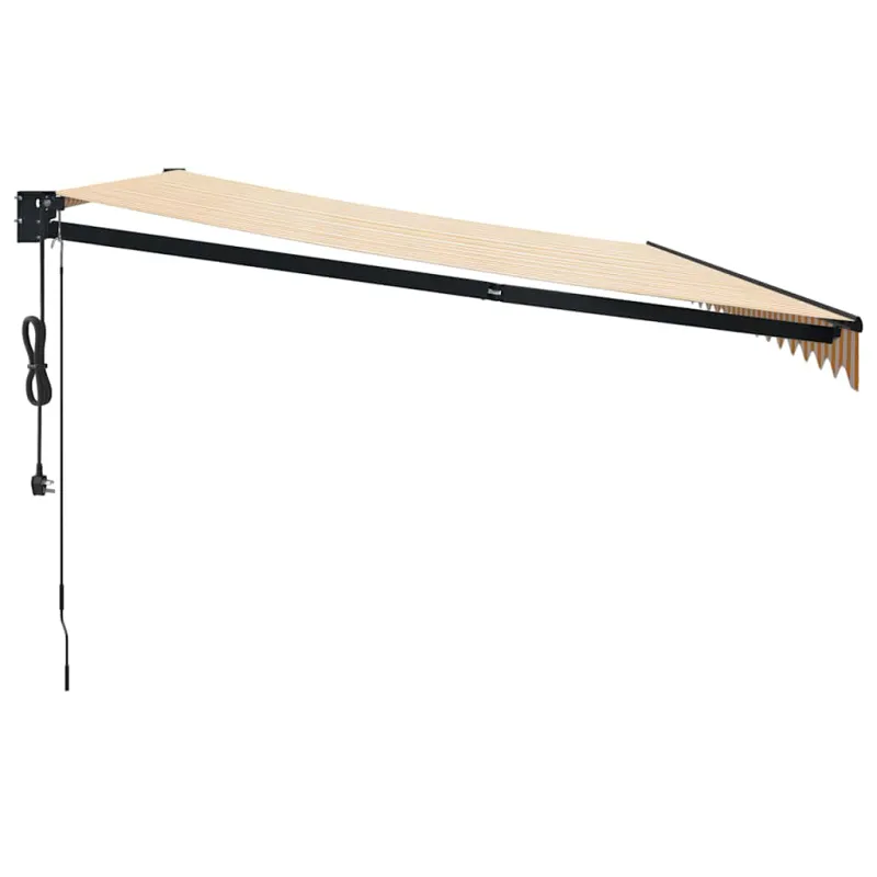 Automatinė ištraukiama markizė, geltona ir balta, 5x3m