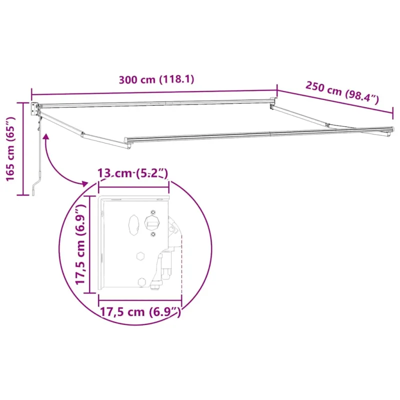Automatinė ištraukiama markizė, oranžinė ir ruda, 3x2,5m