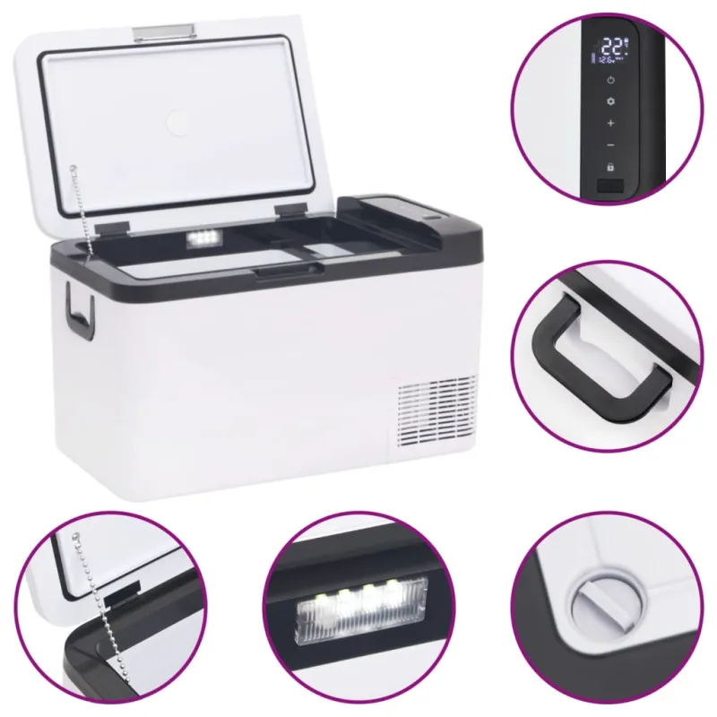 Šaltdėžė su rankena ir adapteriu, juoda ir balta, 25l, PP ir PE