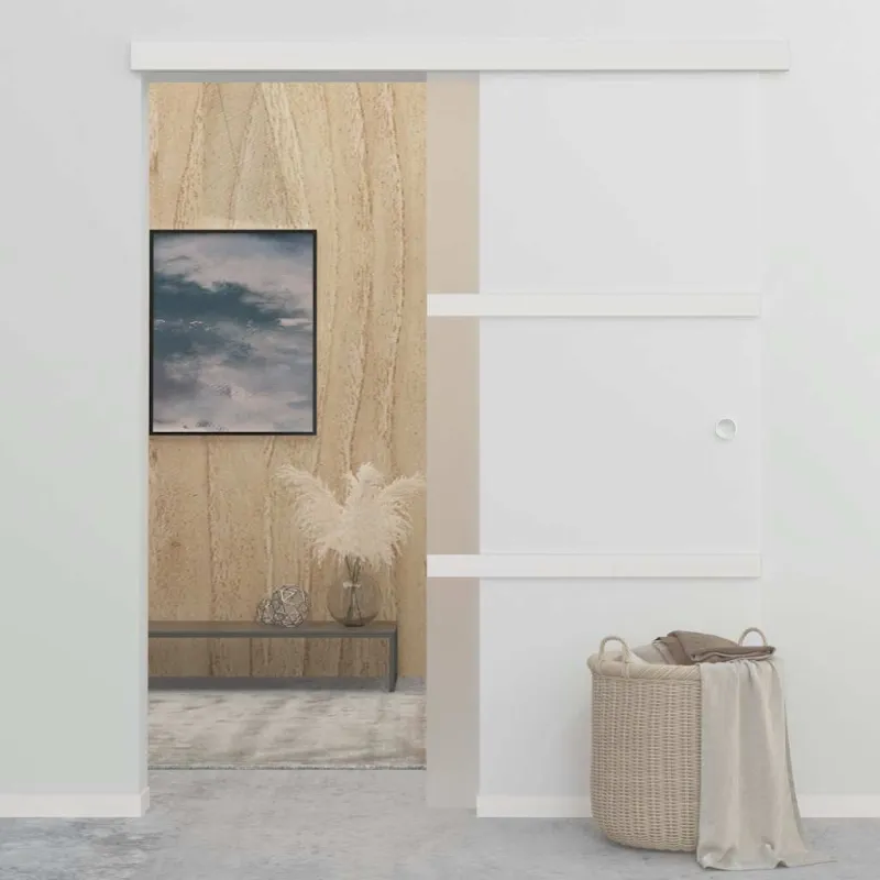 Stumdomos durys, sidabrinės, 90x212cm, aliuminis ir ESG stiklas
