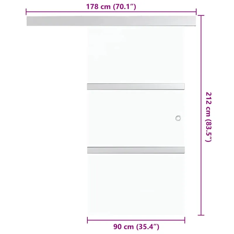 Stumdomos durys, sidabrinės, 90x212cm, aliuminis ir ESG stiklas